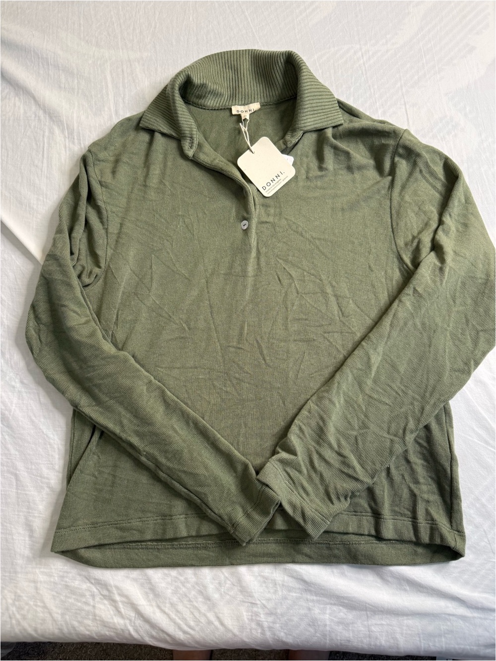 Olive Green Long-Sleeve Polo Sweater